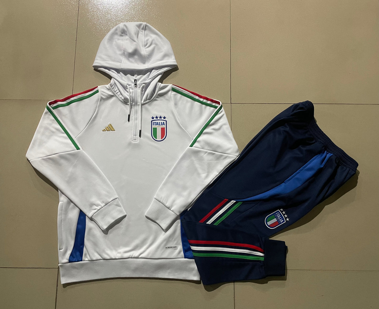 Chándal con Capucha Italia 24/25 (Blanco)